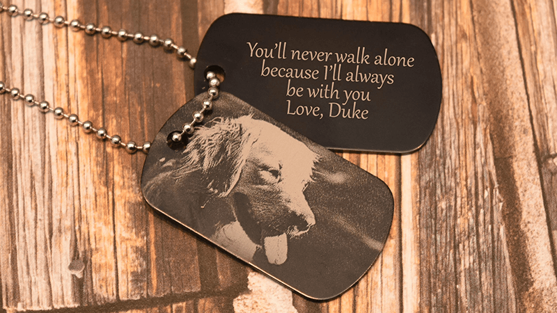 laser engraving dog tag