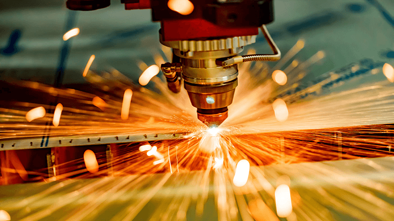 laser cutting steel sample