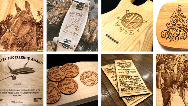 co2 laser engraving on different wood