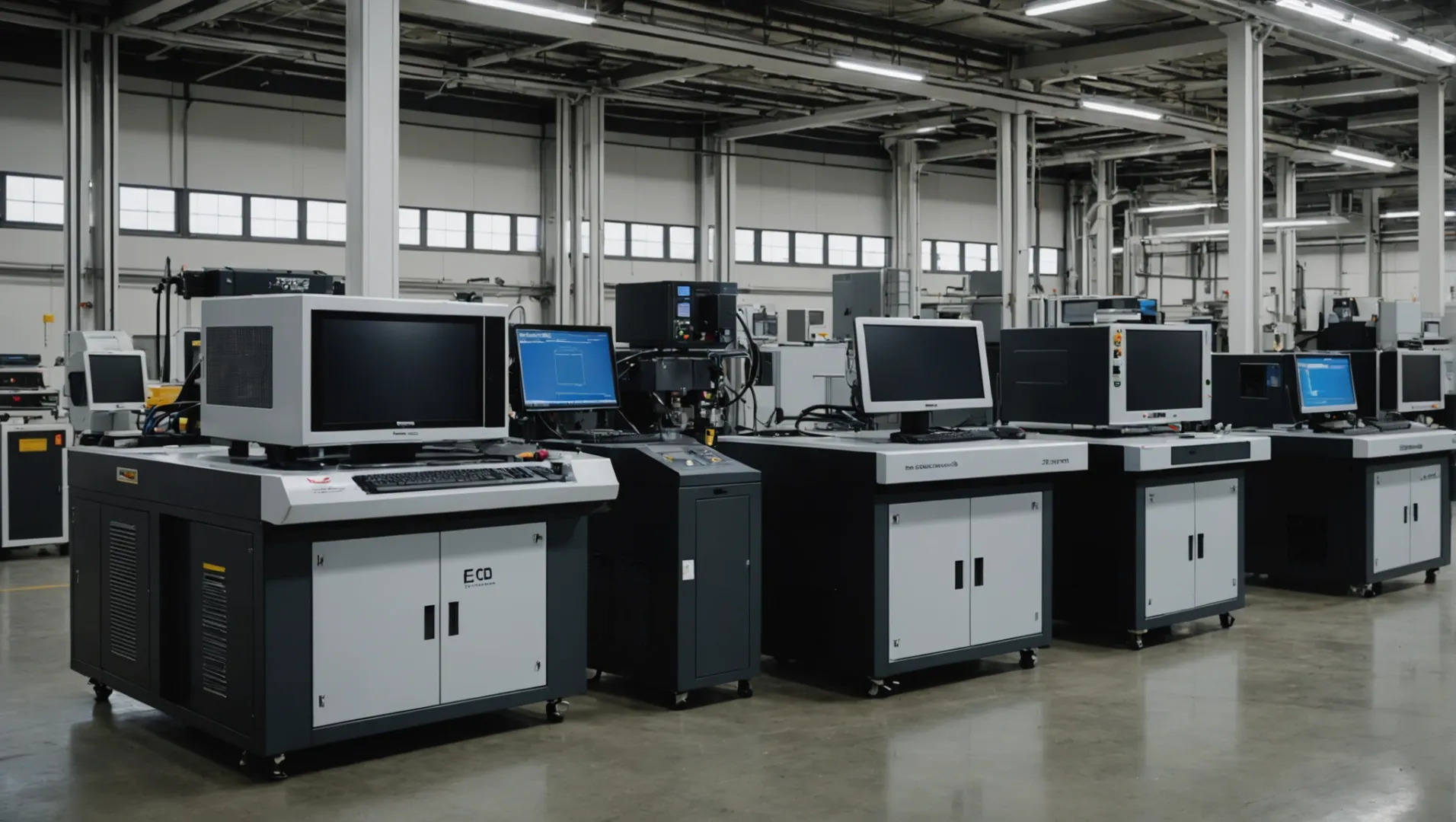 CO2 laser marking machine with different power settings in a manufacturing environment.