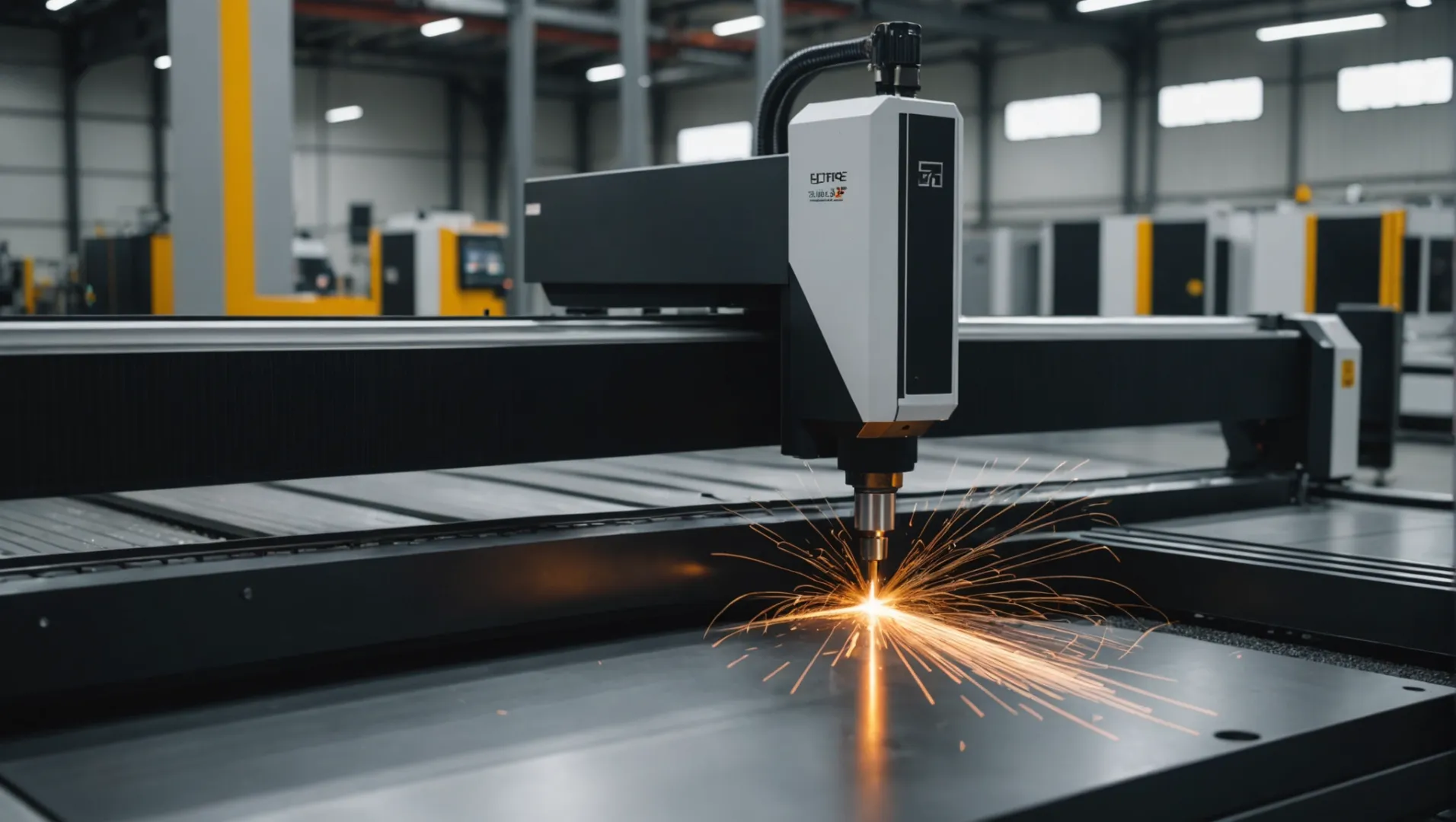 Modern fiber laser cutting machine in operation