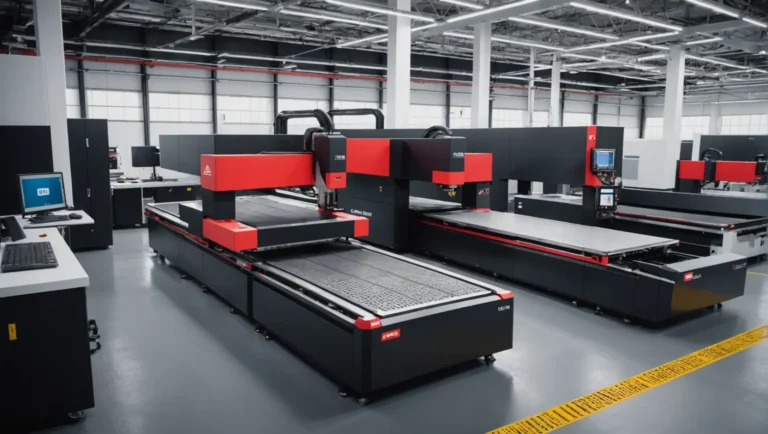 Various fiber laser cutting machines in a factory setting showcasing their design and functionality.