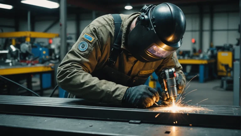 A technician using a handheld laser welding machine