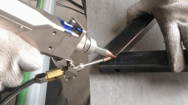 Handheld Fiber Laser Welding Machine In Welding Frame.