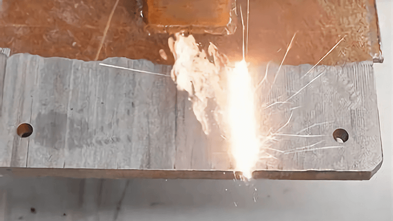 Laser cleaning of rust from metal plate