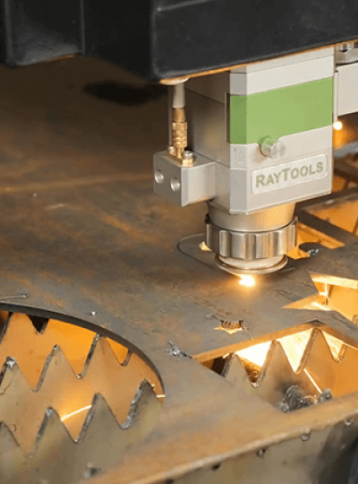 Laser cutting machine cutting metal shapes, high precision