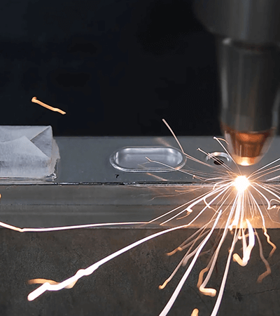 Laser welding metal with sparks