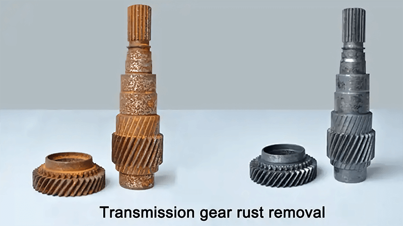 Rust removal from drive gears with laser cleaning