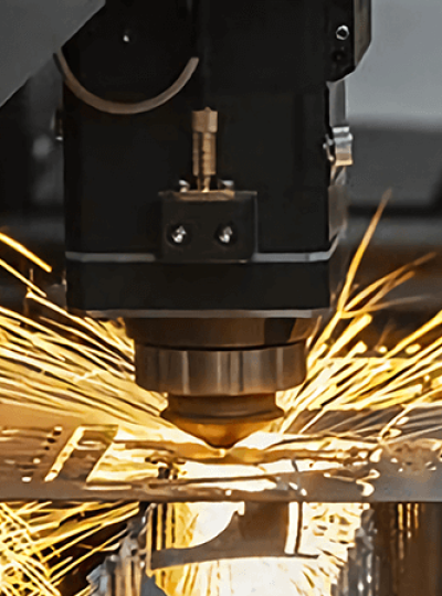 Fiber laser cutting machine processing metal plate