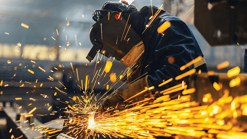 Laser welding flame on metal surface
