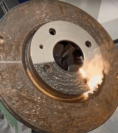 Pulse 200W laser cleaning of rust on wheel
